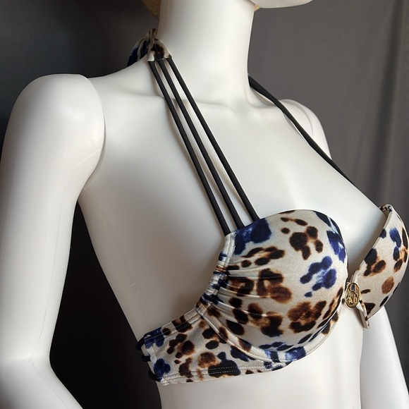 Victoria’s Secret - 32A - Blue & Brown Leopard Print Push-up Bikini Top - Picture 3 of 8
